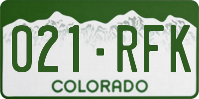 CO license plate 021RFK