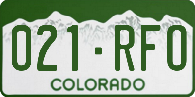 CO license plate 021RFO