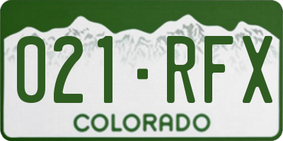 CO license plate 021RFX