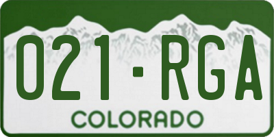 CO license plate 021RGA
