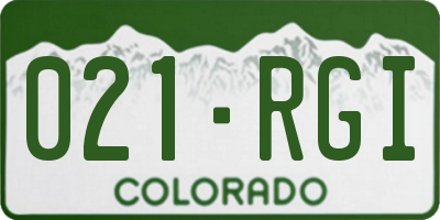 CO license plate 021RGI