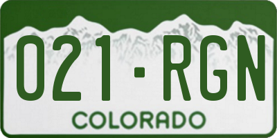 CO license plate 021RGN