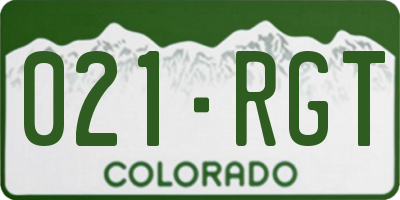 CO license plate 021RGT