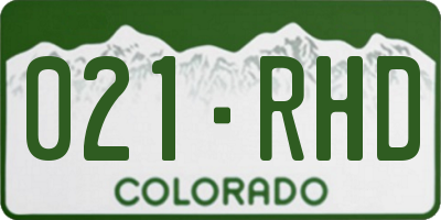 CO license plate 021RHD