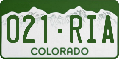 CO license plate 021RIA