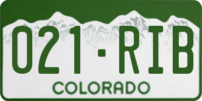 CO license plate 021RIB