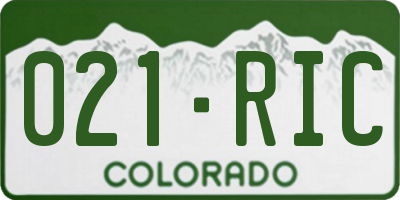 CO license plate 021RIC