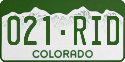 CO license plate 021RID