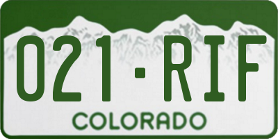 CO license plate 021RIF