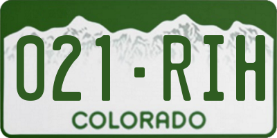 CO license plate 021RIH