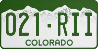 CO license plate 021RII