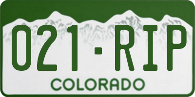 CO license plate 021RIP