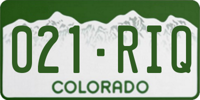 CO license plate 021RIQ