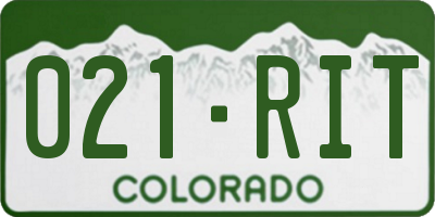 CO license plate 021RIT