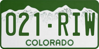 CO license plate 021RIW