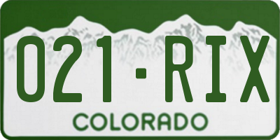 CO license plate 021RIX