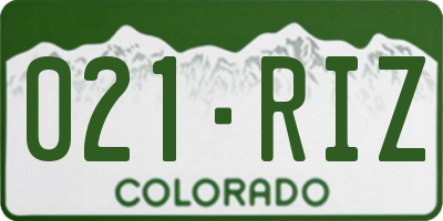CO license plate 021RIZ