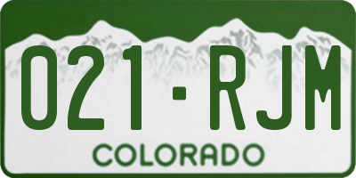CO license plate 021RJM