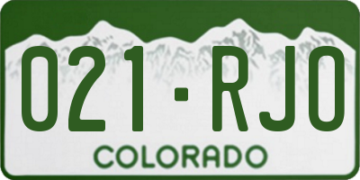 CO license plate 021RJO