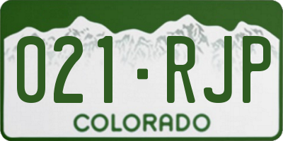 CO license plate 021RJP