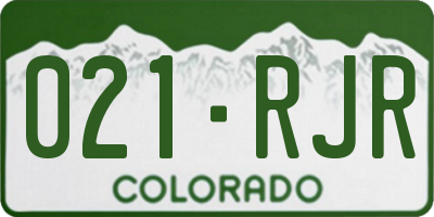 CO license plate 021RJR