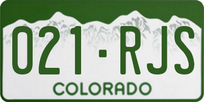 CO license plate 021RJS