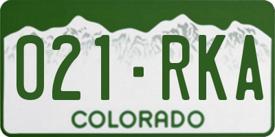 CO license plate 021RKA