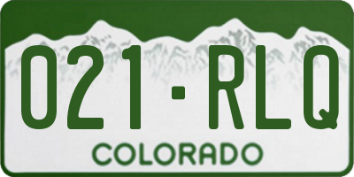 CO license plate 021RLQ