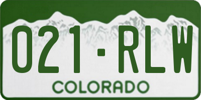 CO license plate 021RLW