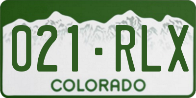 CO license plate 021RLX