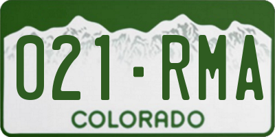 CO license plate 021RMA