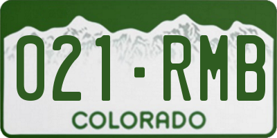 CO license plate 021RMB