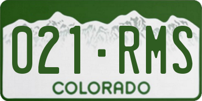 CO license plate 021RMS
