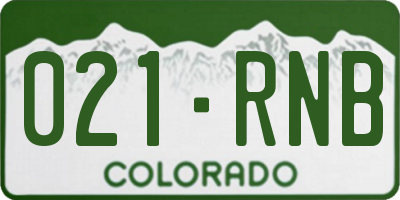 CO license plate 021RNB