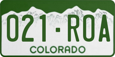 CO license plate 021ROA