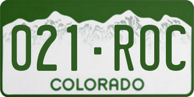 CO license plate 021ROC