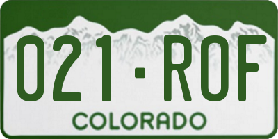 CO license plate 021ROF