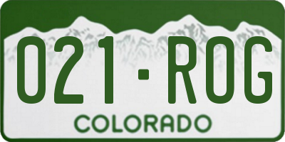 CO license plate 021ROG