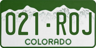 CO license plate 021ROJ