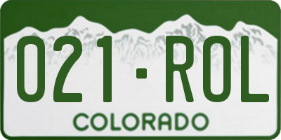 CO license plate 021ROL