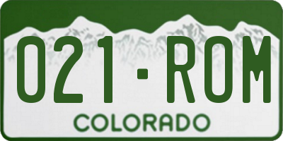 CO license plate 021ROM