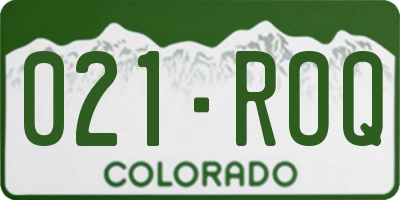CO license plate 021ROQ