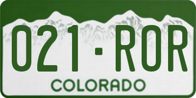 CO license plate 021ROR