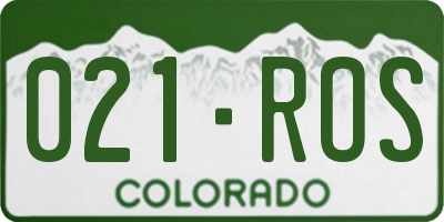 CO license plate 021ROS