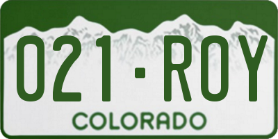 CO license plate 021ROY
