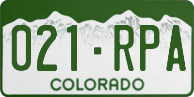 CO license plate 021RPA