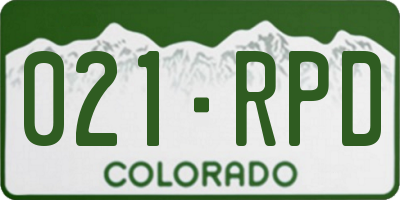 CO license plate 021RPD