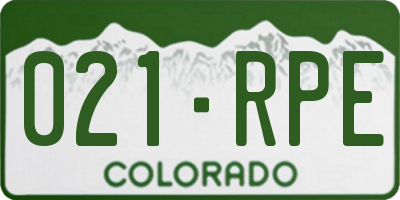 CO license plate 021RPE