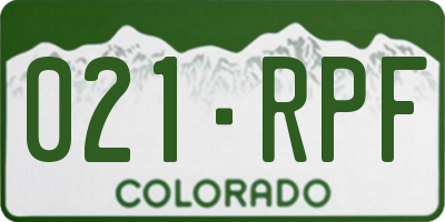 CO license plate 021RPF