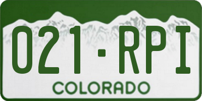 CO license plate 021RPI